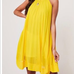 Zara Yellow Halter Pleated Mini